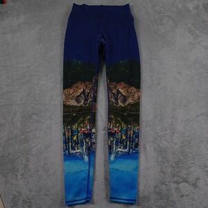 Alo Leggings Womens Small Blue Activewear Yoga Gym Preppy Logo Pockets‎